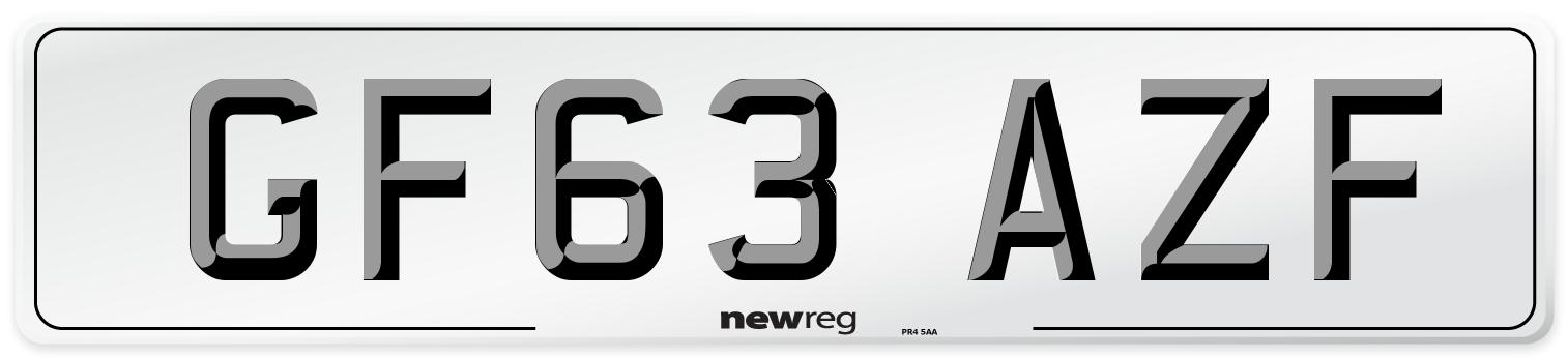GF63 AZF Number Plate from New Reg